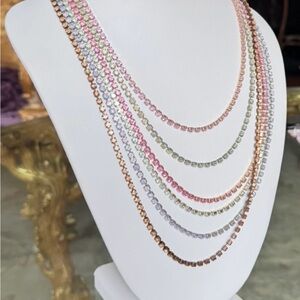 Tova Layered pastel soft crystal medium necklace.